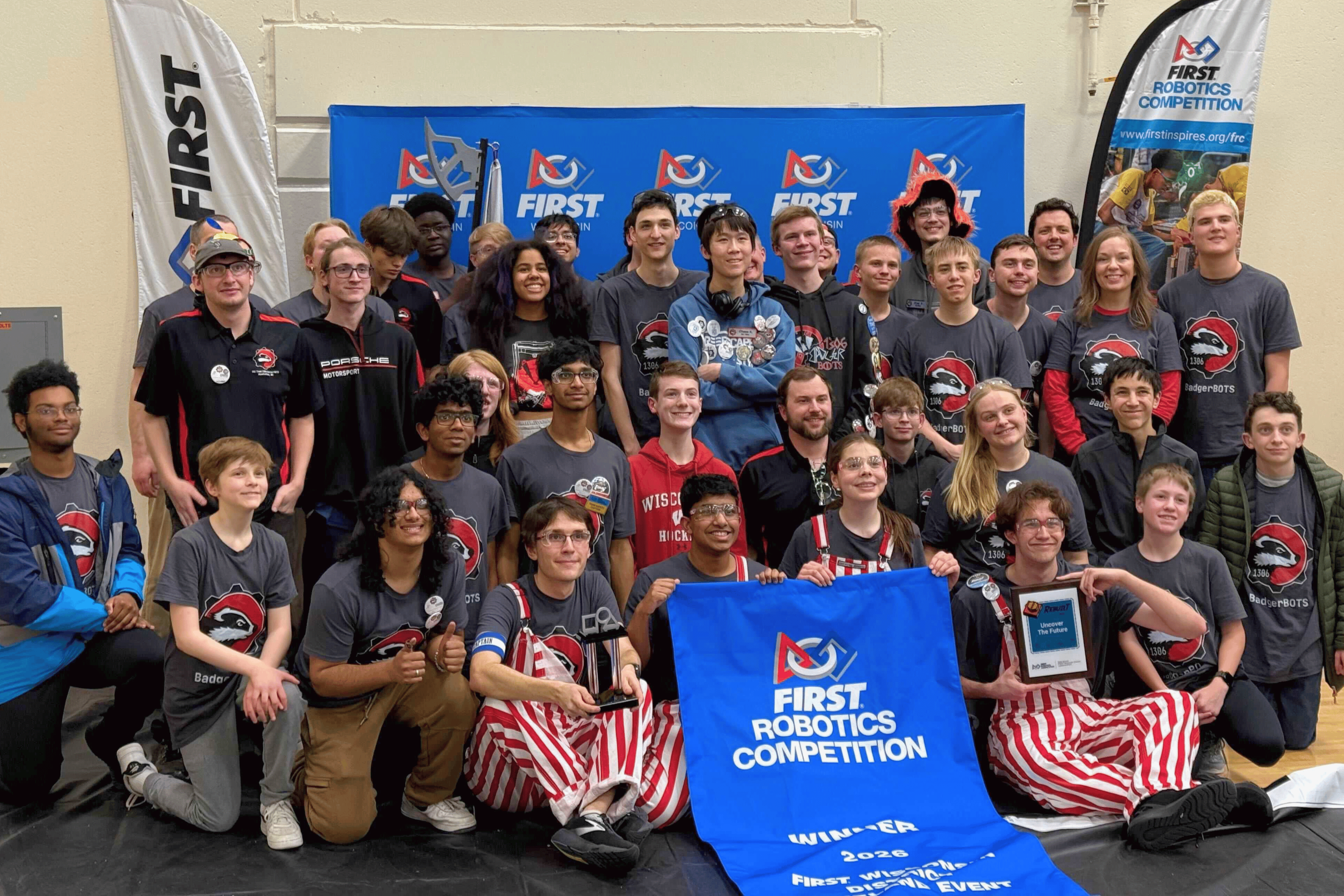 FIRST Robotics Competition Team 1306--BadgerBOTS poses for a team photo.